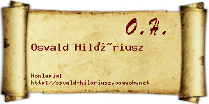 Osvald Hiláriusz névjegykártya